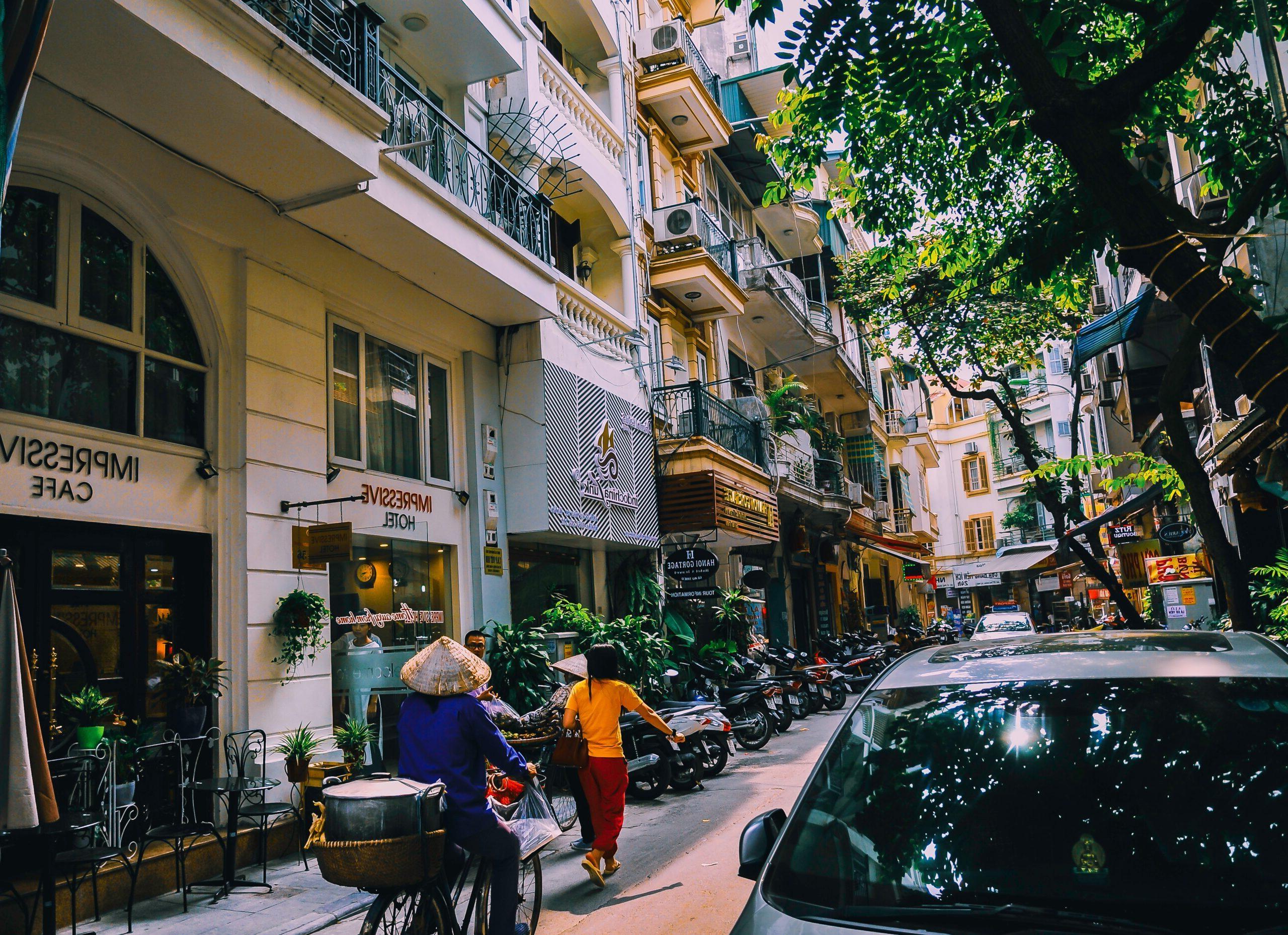 vietnam street with person on bike